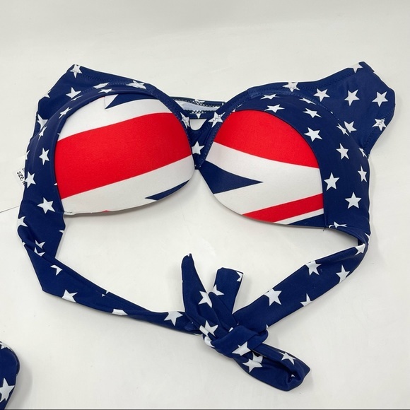 NWT! USA 2 Piece Bikini Set w/ Padded Halter Push Up Top & Belted Bikini Bottoms - Picture 8 of 11